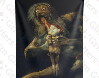 Goya Tapestry: Saturn Devouring His Son - Dark Gothic Wall Hanging