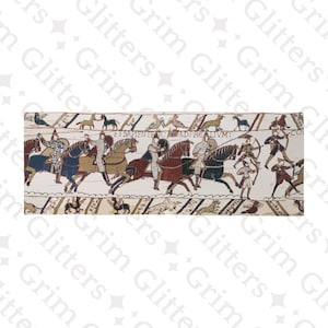 Bayeux Tapestry Banner - The Battle of Hastings - Norman Knights and Archers - Historical Medieval Decor - Wall Art - War Scene Banner