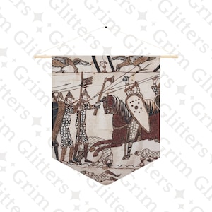 Bayeux Tapestry Pennant Banner - Norman Knights Charge Anglo-Saxon Warriors - Home Decor - Wall Art - Wall Hanging - Norman Conquest