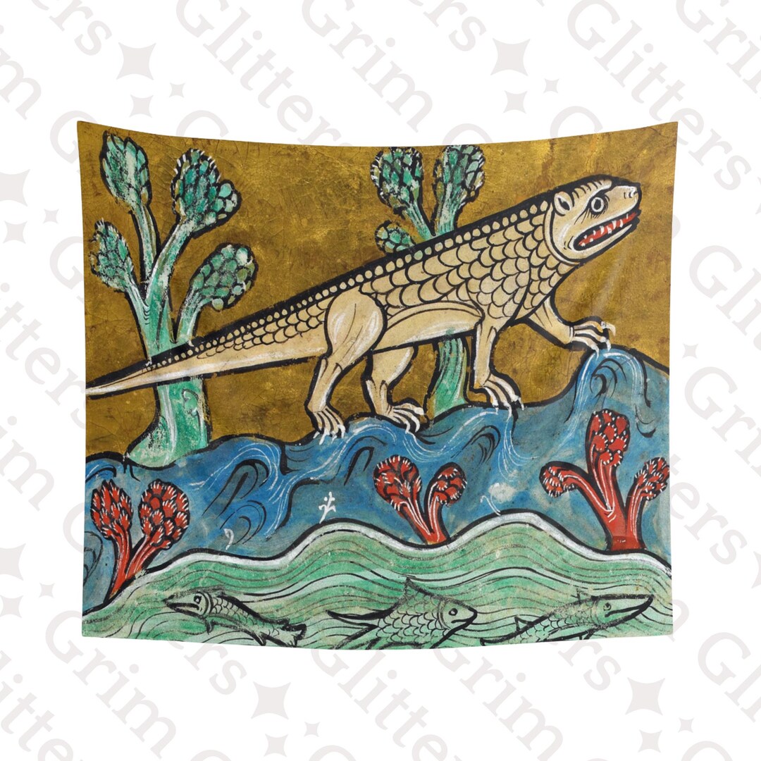Crocodile Tapestry: Rochester Bestiary Medieval Wall Hanging - Etsy