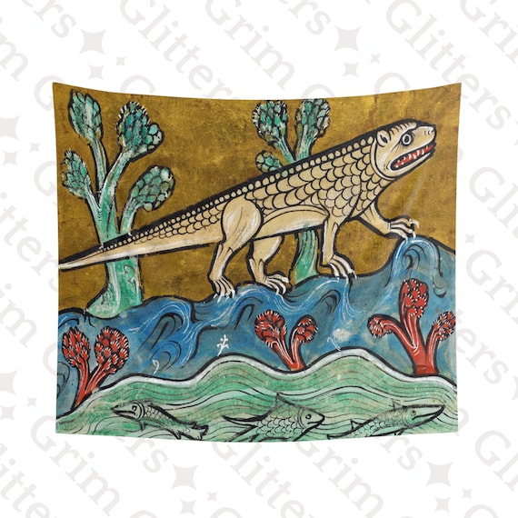 Tapisserie Murale Vintage – Bestiaire Fantastique Médiéval – Damas – Thème Chevalier