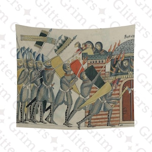 Tapiz de guerra de asedio: arte medieval francés para colgar en la pared
