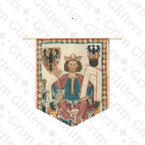 Emperor Heinrich VI Pennant Banner - Codex Manesse - Medieval German Art - Historic Home Decor - Holy Roman Emperor Wall Art - Wall Hanging