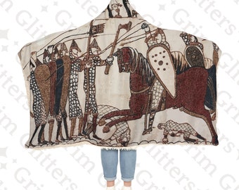 Bayeux Tapestry Snuggle Cloak: Medieval Norman Knights Hooded Blanket