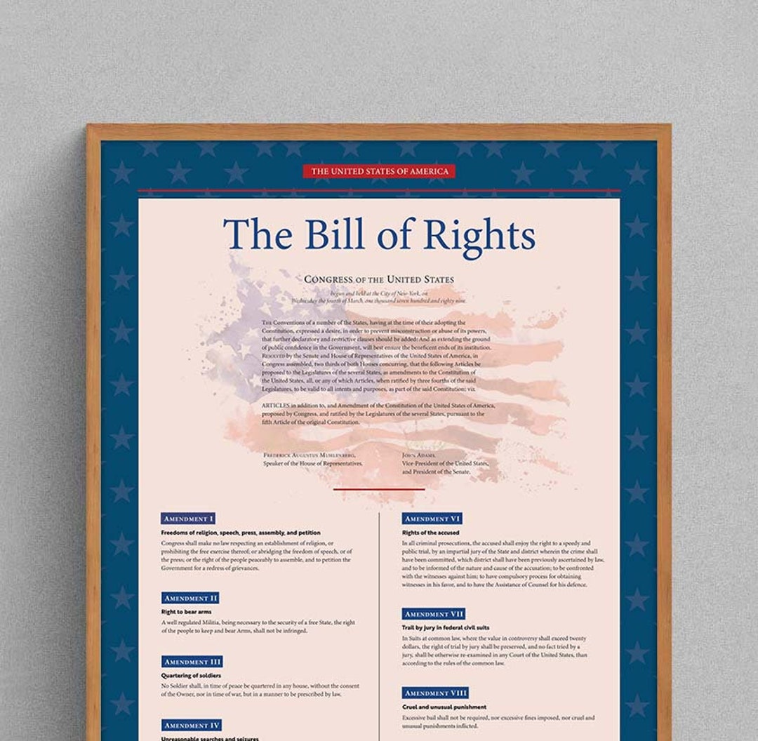 The Bill of Rights USA Patriotic Tribute Poster - Etsy
