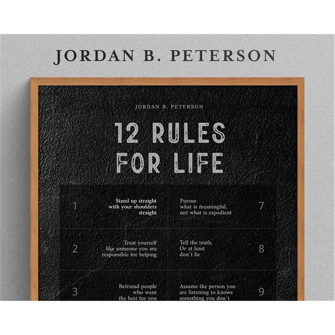 Jordan peterson 12 rules for life motivational poster unframed etsy