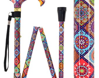 Royal RC Canes Fashion Stix Colorful Collage Folding Adjustable Derby Walking Cane