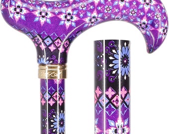 Royal RC Canes Pretty Purple Designer Adjustable Derby Walking Cane with Engraved Collar