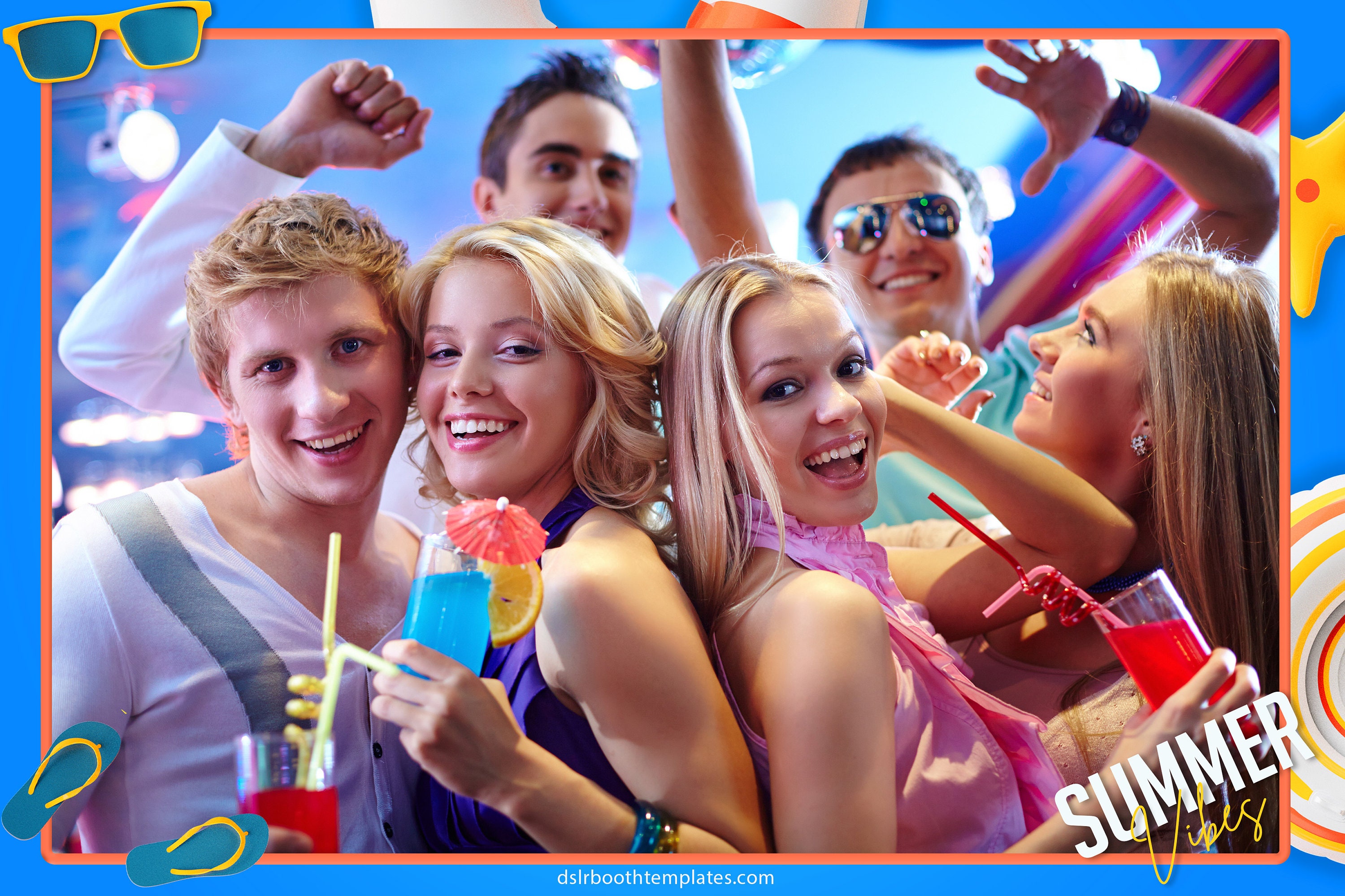 Summer Vibes Dslrbooth Template Pack Photo Booth Templates Instant Download Etsy