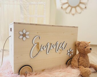Spielzeugkiste mit Rollen - personalisierte Spielzeugkiste mit Rollen - personalisierte Kiste - Kinderzimmeraufbewahrung