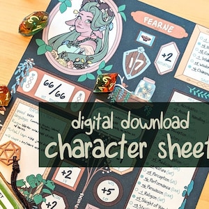 Nature-Inspired DnD 5E Character Sheet: Earth-Toned Art & Digital Flexibility - Custom Art Integration - 16 Pages