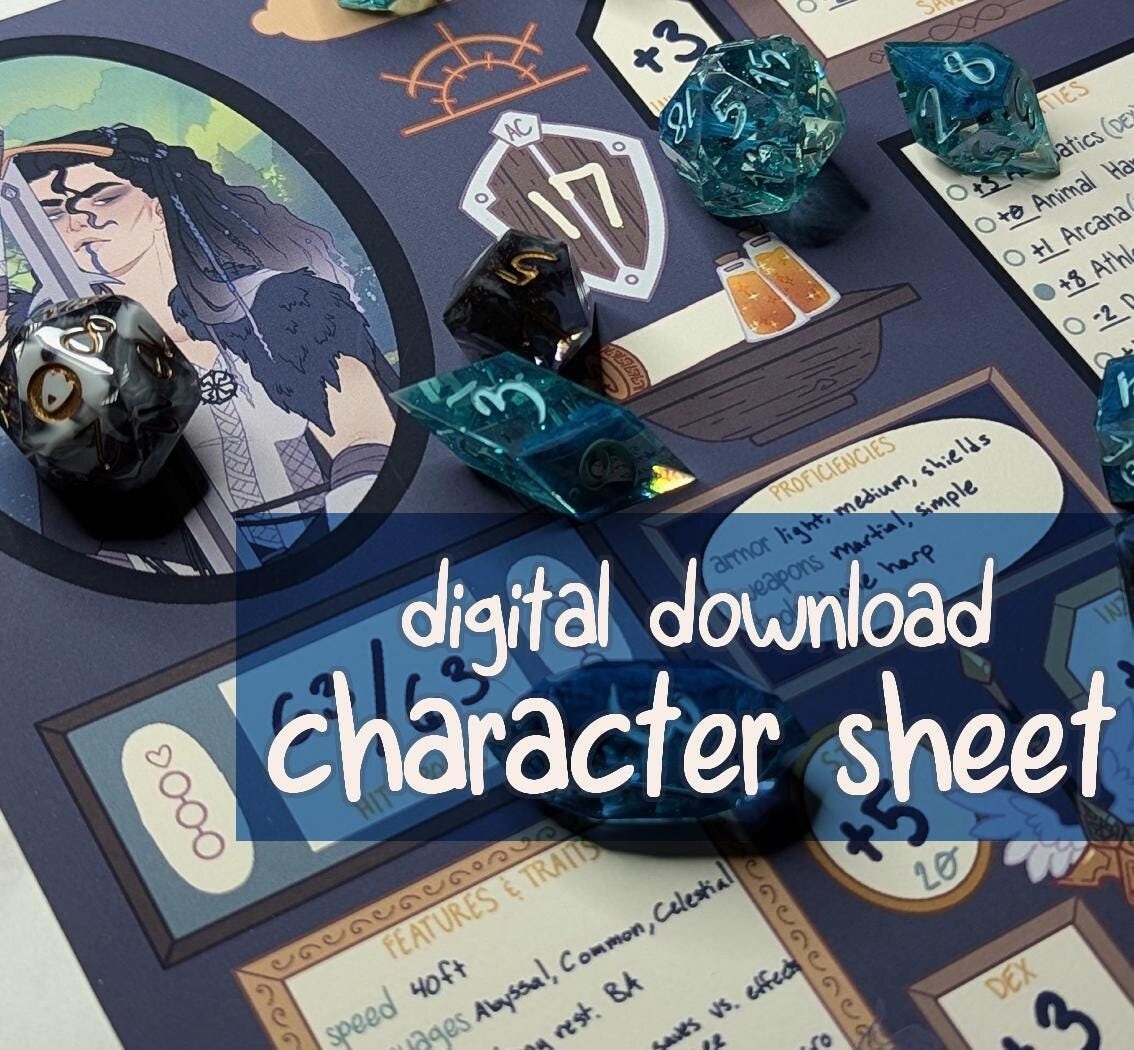 Divine Warrior DnD 5E Character Sheet: Blessed Spellcaster Art (Digital Download)