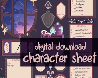 Spellcaster DnD 5E Character Sheet: Custom Art Integration (PDF Fillable)