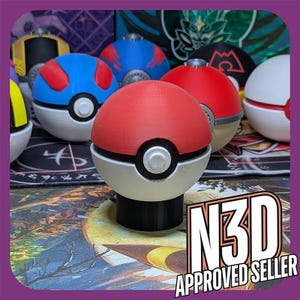 Pokeball Collection – 3D Printed Display Replicas – Choose from Pokeball, Great Ball, Ultra Ball, Master Ball, Premier Ball