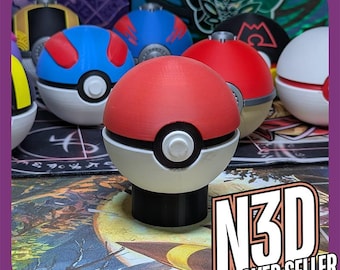 Pokeball Collection – 3D Printed Display Replicas – Choose from Pokeball, Great Ball, Ultra Ball, Master Ball, Premier Ball