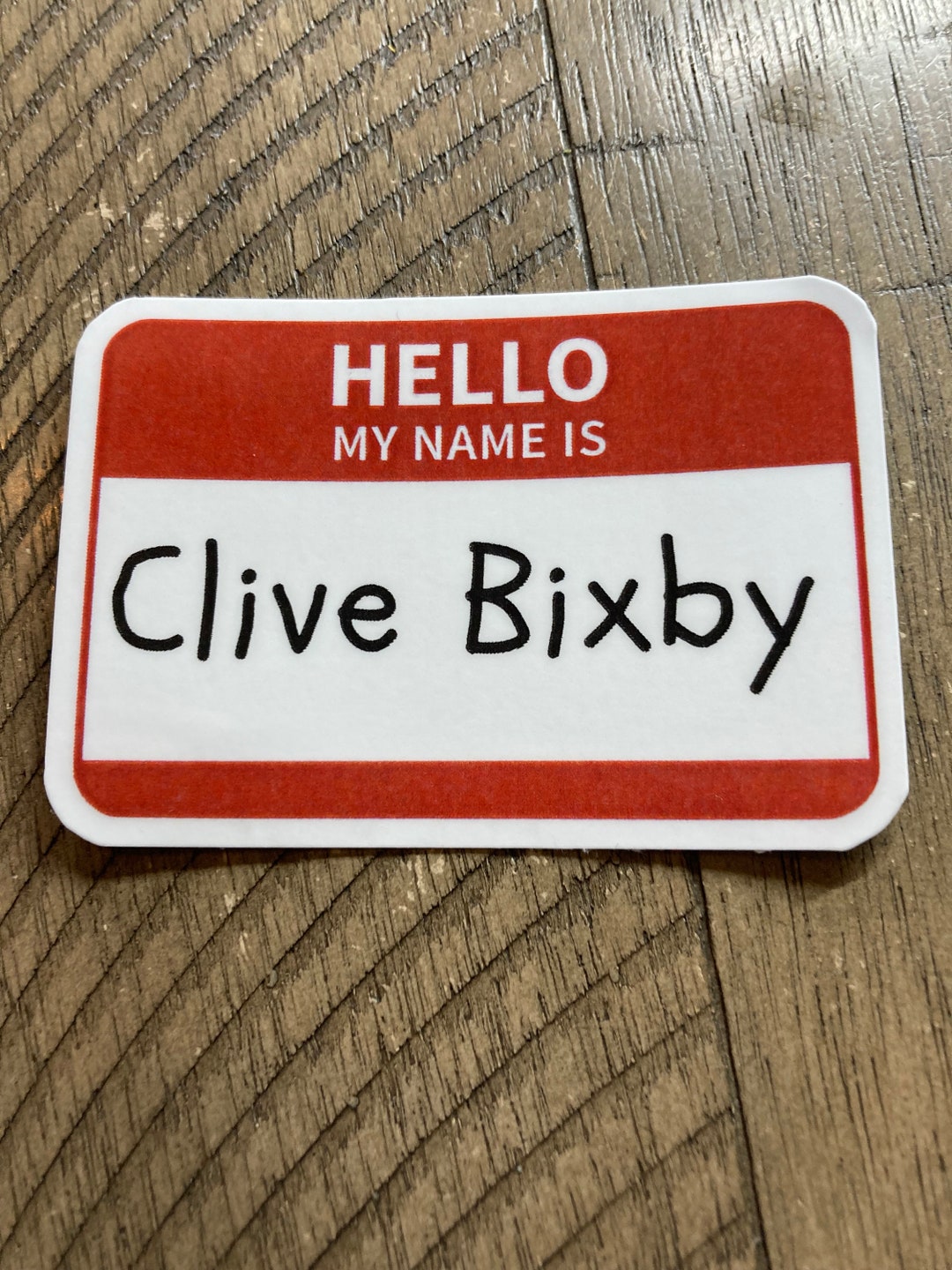 Clive Bixby Name Tag Sticker Etsy