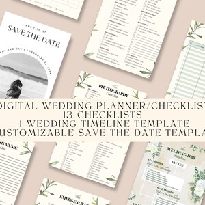 13 Wedding Checklists, Digital Wedding Planner, Editable Template, Wedding Organizer, Wedding Plan Checklists, Event Checklist, Wedding List