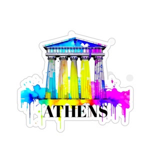 Lebendiger Athen Reiseaufkleber, Reisejournalaufkleber, Scrapbooking, Weltreiseaufkleber, Standortaufkleber, Gepäckaufkleber, Dekorieren