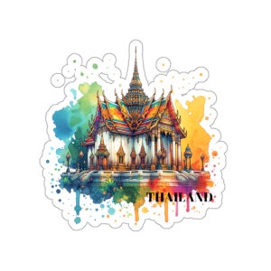 Sticker de voyage Beautiful Temple Thailand pour scrapbookings et carnets de voyage, Sticker pour bagage, Sticker pour ordinateur portable, Sticker bouteille d'eau