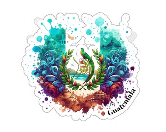 Guatemala Travel Sticker, Artistic Flag, Scratch-Resistant Vinyl