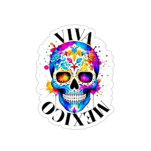 Tag der Toten Viva Mexiko Reiseaufkleber, Reisetagebuchaufkleber, Scrapbookaufkleber, Gepäckaufkleber, Laptopaufkleber, Standortaufkleber