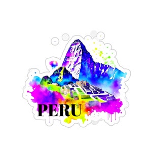 Lebendiger Peru-Vinyl-Reiseaufkleber für Reisetagebücher und Scrapbooking, Machu Picchu-Aufkleber, Gepäckaufkleber, Aufkleberkunst, Laptop-Aufkleber