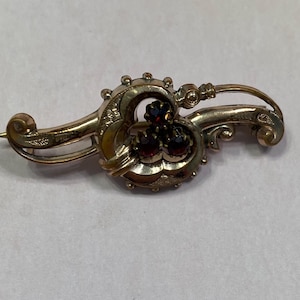 Antique Garnet Brooch, Bohemian Pin Vintage Estate Jewelry