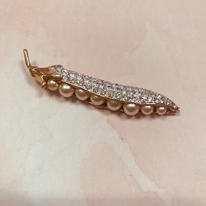 Carolee Gold Ton Faux Perle klar Strass Brosche, seltene Peas in Pod signiert