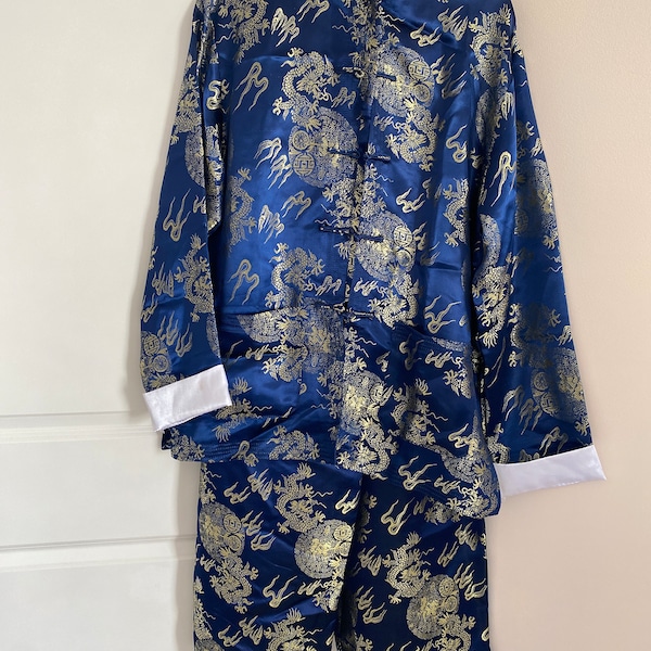 Vintage Asian silk style pajamas loungewear or costume