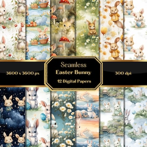 Ostern Kaninchen Digitales Papier, nahtlose Muster, Scrapbooking, Basteln, Ostergeschenk, kommerzielle Nutzung