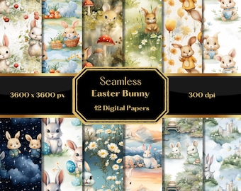 Easter Rabbit Digital Paper, Seamless Pattern, Scrapbooking, Crafting, Easter Gift, Commercial Use