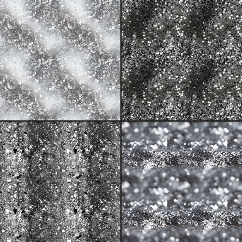 Silver Glitter Seamless Digital Paper, Luxury Backgrounds, Commercial ...