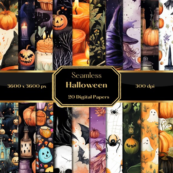 Spooky Halloween Seamless Digital Paper: AI-Generated Background (3600x3600 px)
