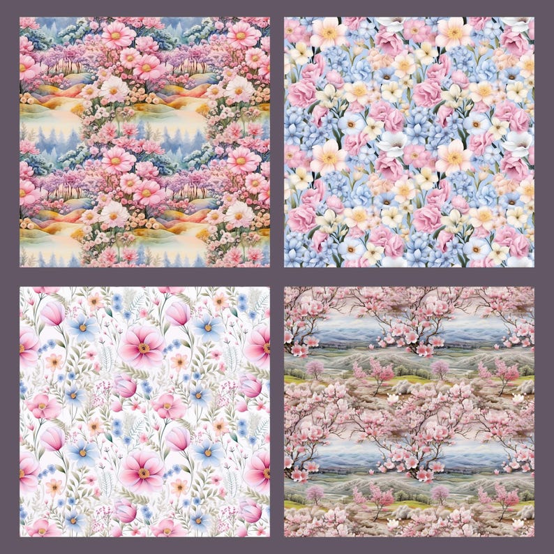 Watercolor Pastel Floral Digital Paper, Seamless Printable Flower ...