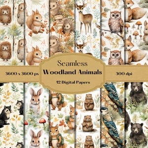 Aquarell Waldtiere Digitales Papier, Waldtier Hintergründe, Kinderzimmer Scrapbook