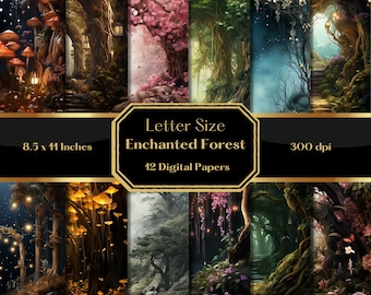 Enchanted Forest Digital Paper: Mystical Fairytale Scrapbook (Digital Download)