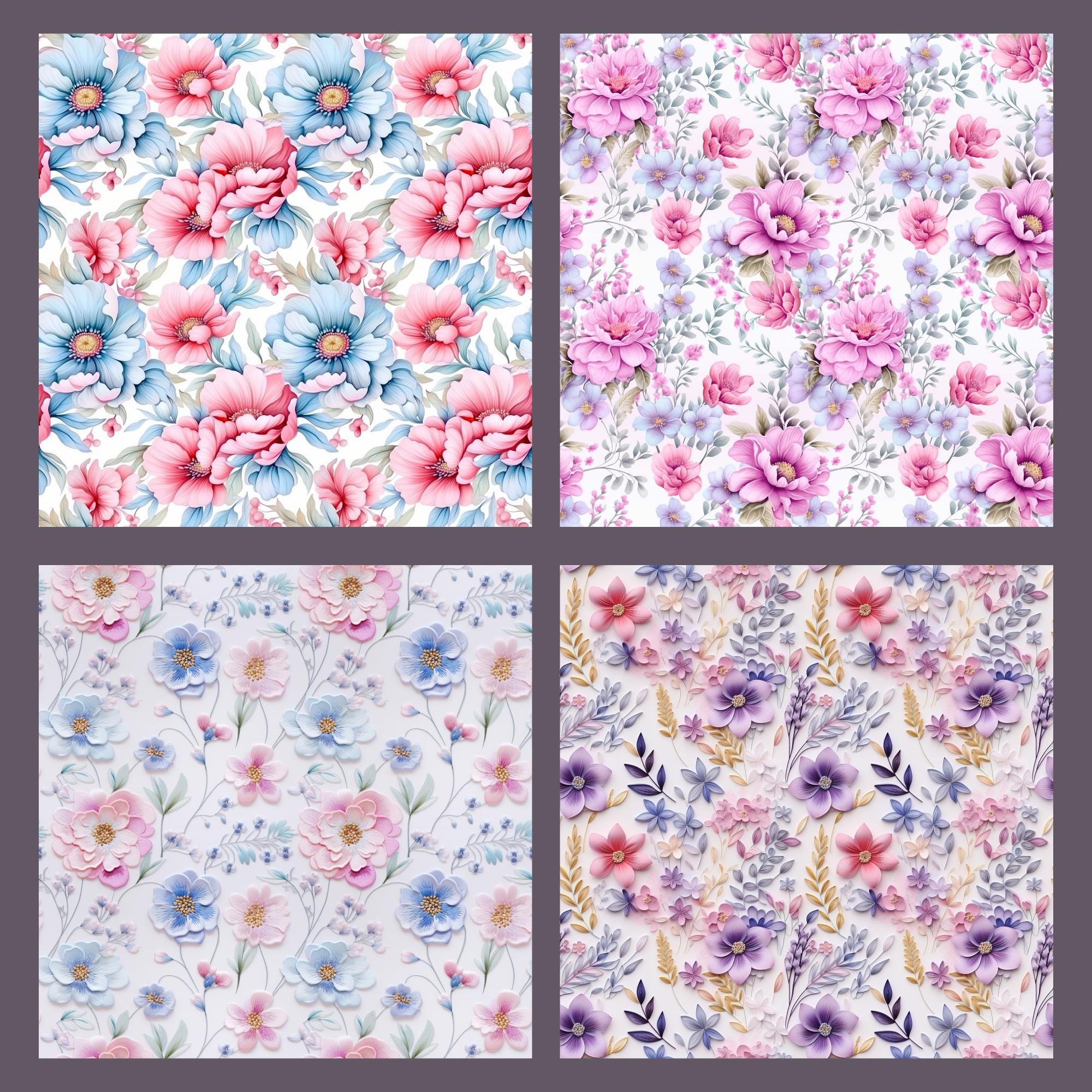 Watercolor Pastel Floral Digital Paper, Seamless Printable Flower ...
