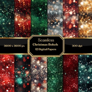 Christmas Bokeh and Glitter Digital Paper, Bokeh Background, Christmas Background, Printable Scrapbook Paper, Commercial Use