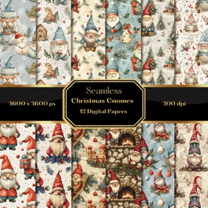 Carta digitale Gnomo di Natale, Sfondo natalizio, Carta natalizia, Uso commerciale