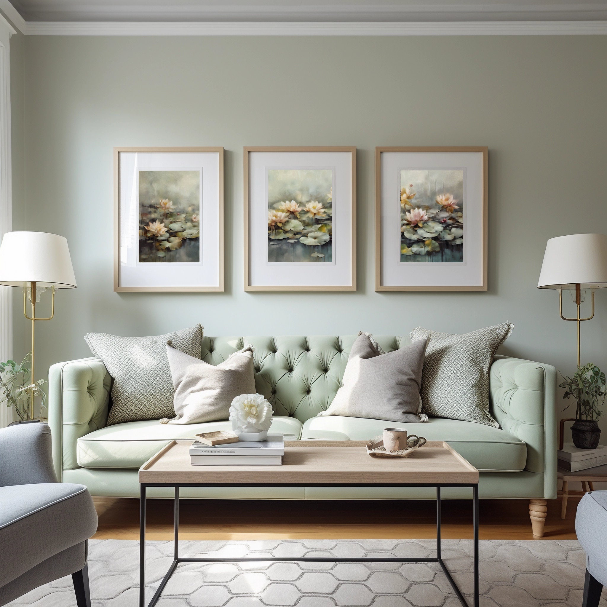 Lily Pads 3 Piece Vintage Wall Art, Lily Pads Set of 3 Prints, Lily ...
