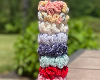 Crochet Velvet Ruffled Scrunchie