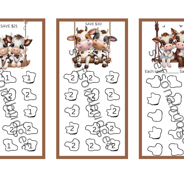 Cow Mini 2.0 Savings Challenges - Printable PDF