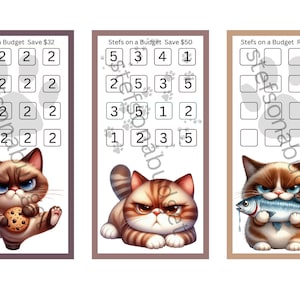 Grumpy Cat Mini Savings Challenges - Printable PDF