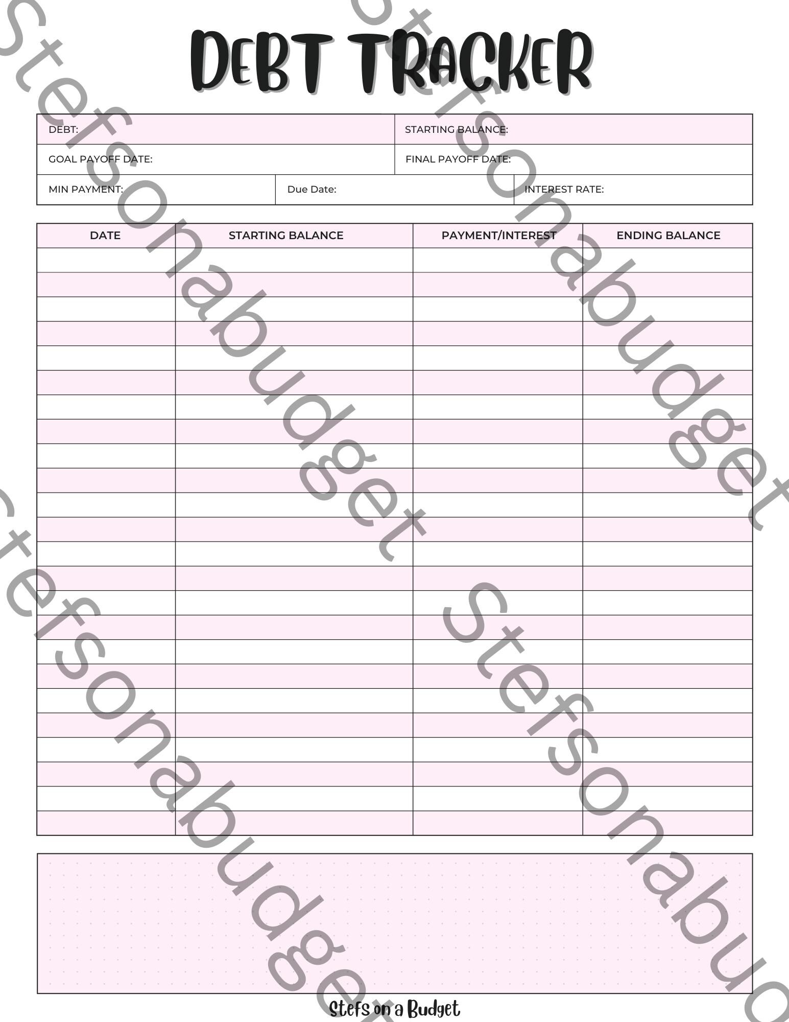 Debt Tracker(s) - Printable PDF - Etsy