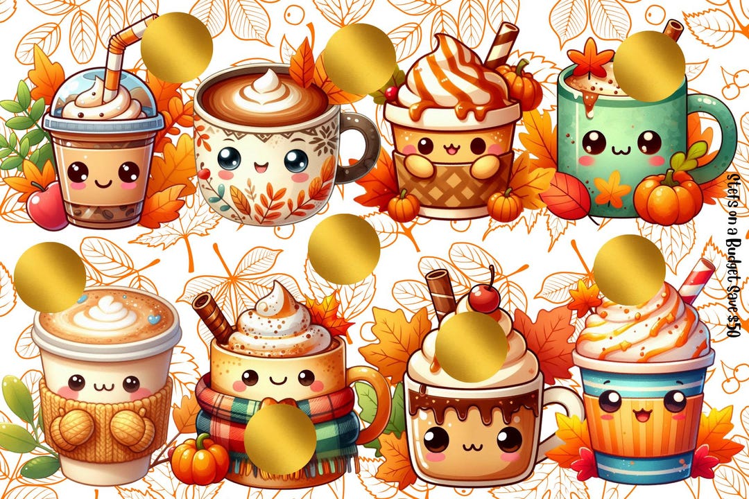 Fall Scratch Off Fall Drinks Scratch off Savings Challenge - Etsy