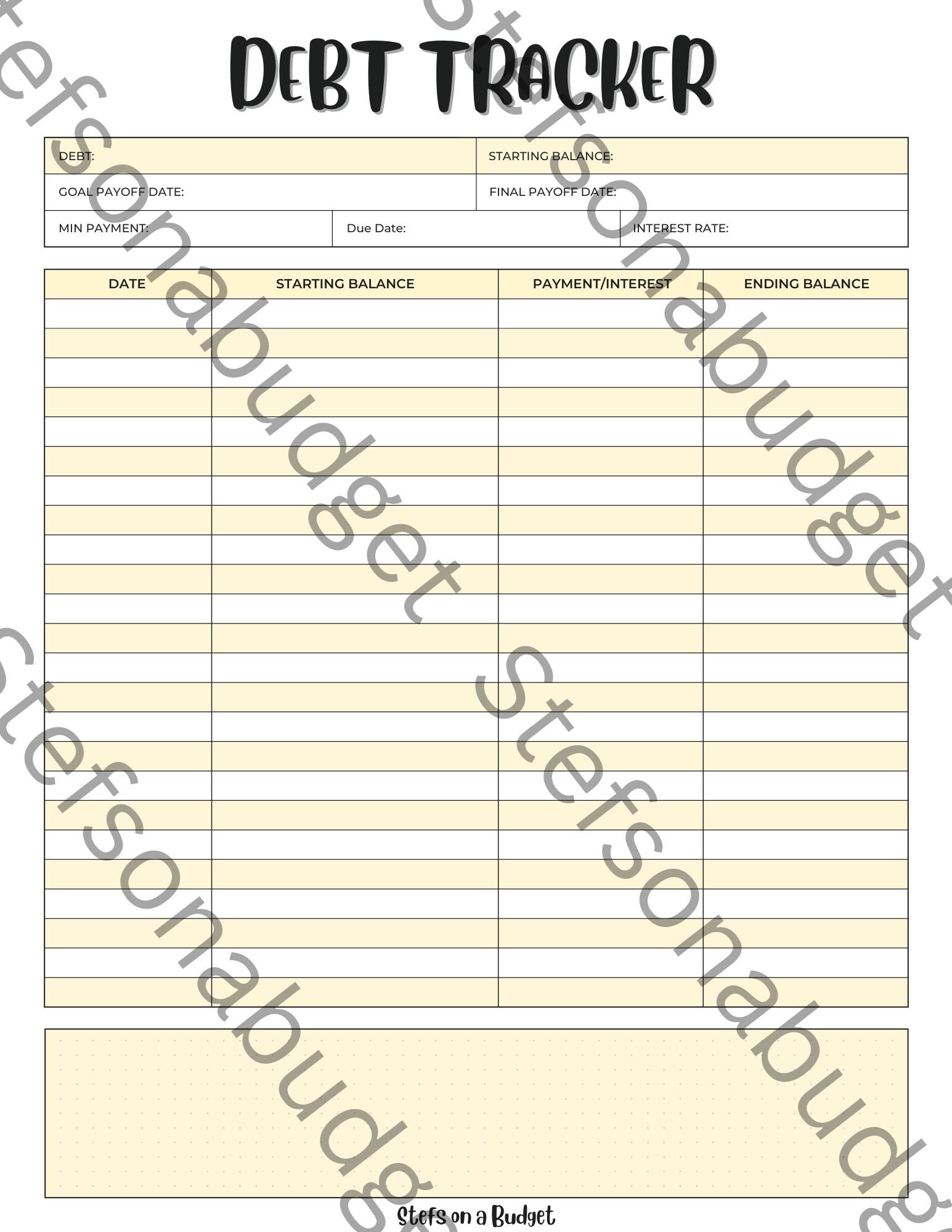 Debt Checklist.pdf Debt Tracker(s) - Printable PDF - Etsy