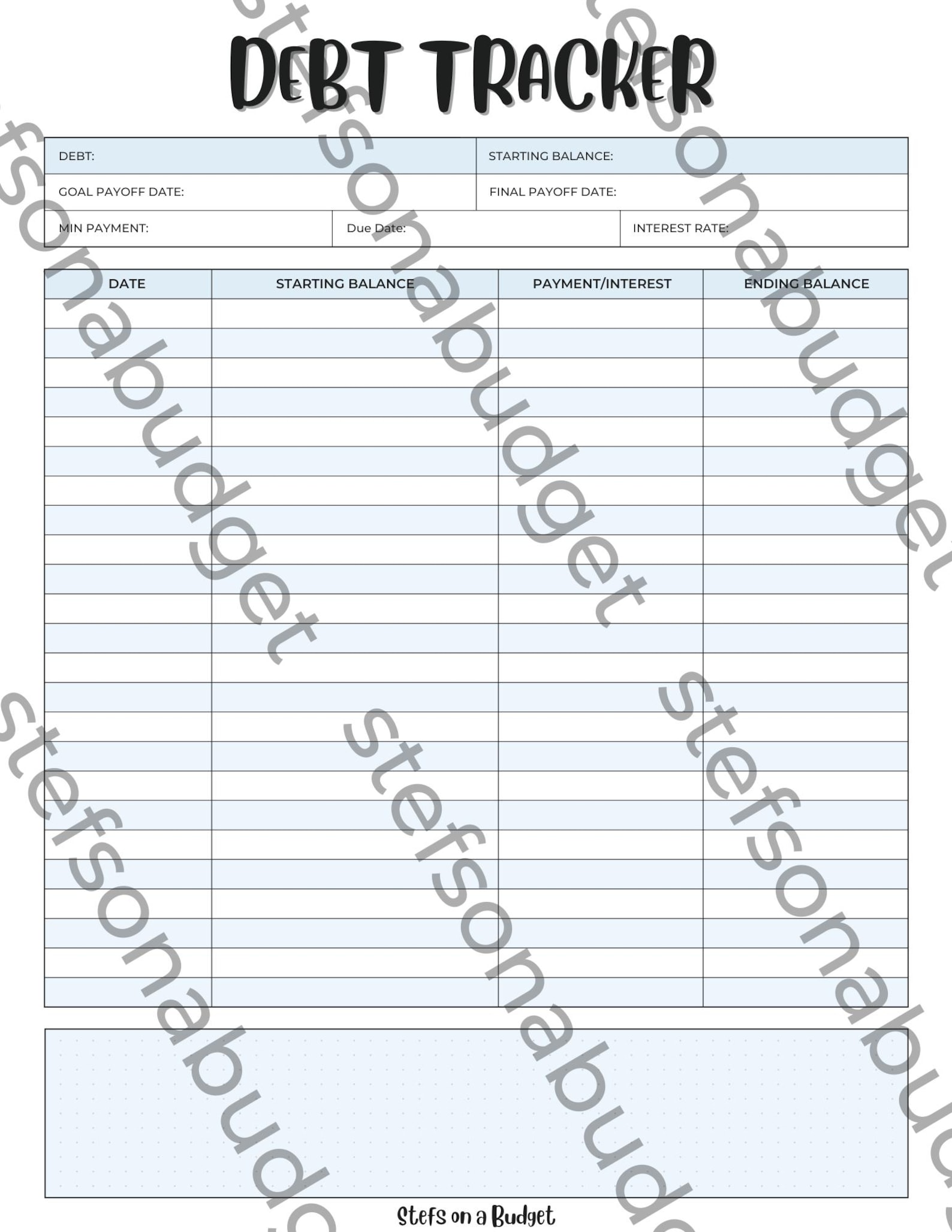 Debt Checklist.pdf Debt Tracker(s) - Printable PDF - Etsy
