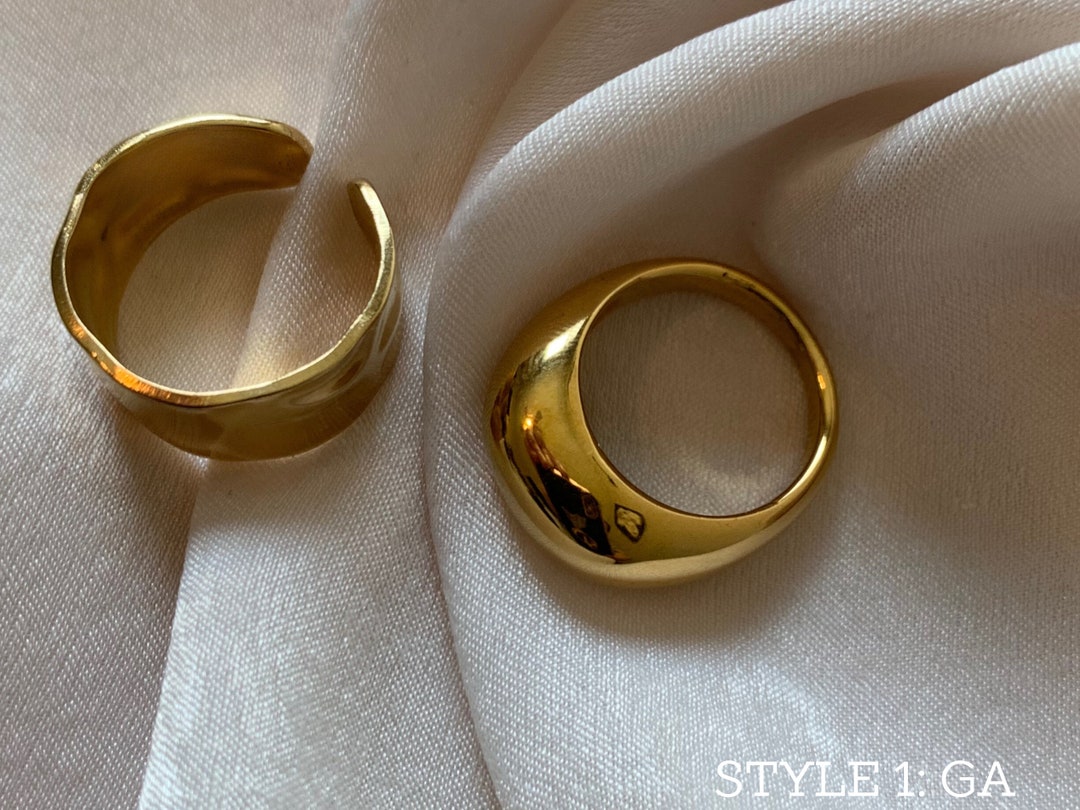 2pcs Mix & Match Gold and Silver Chunky Rings/ Statement Bold Etsy