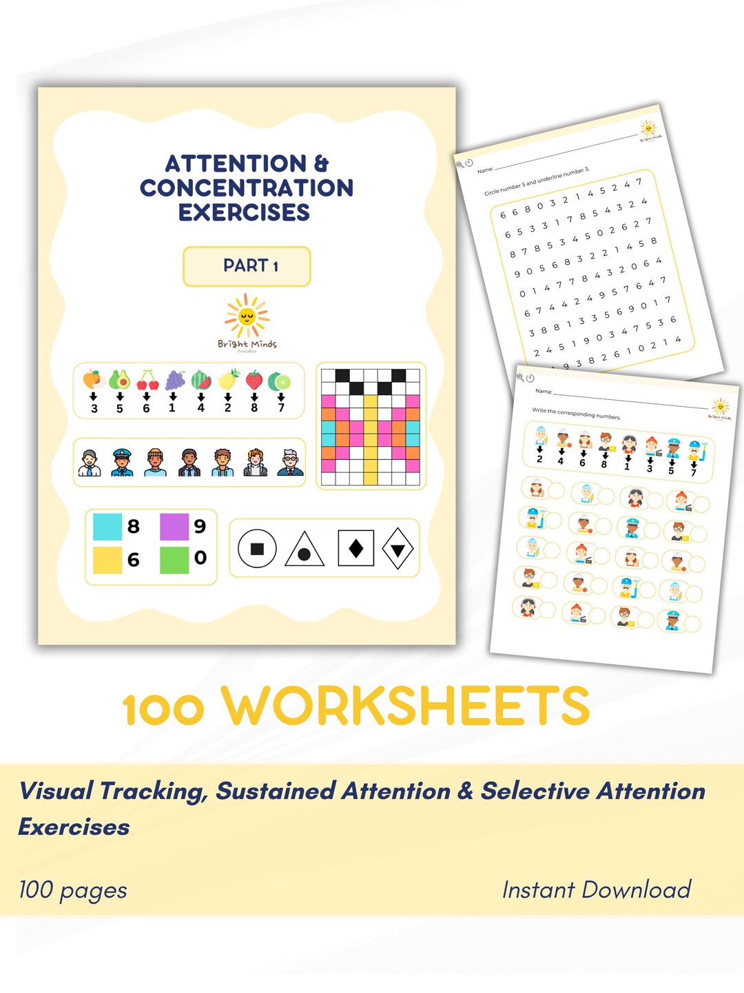 Attention and Concentration Worksheet - Etsy