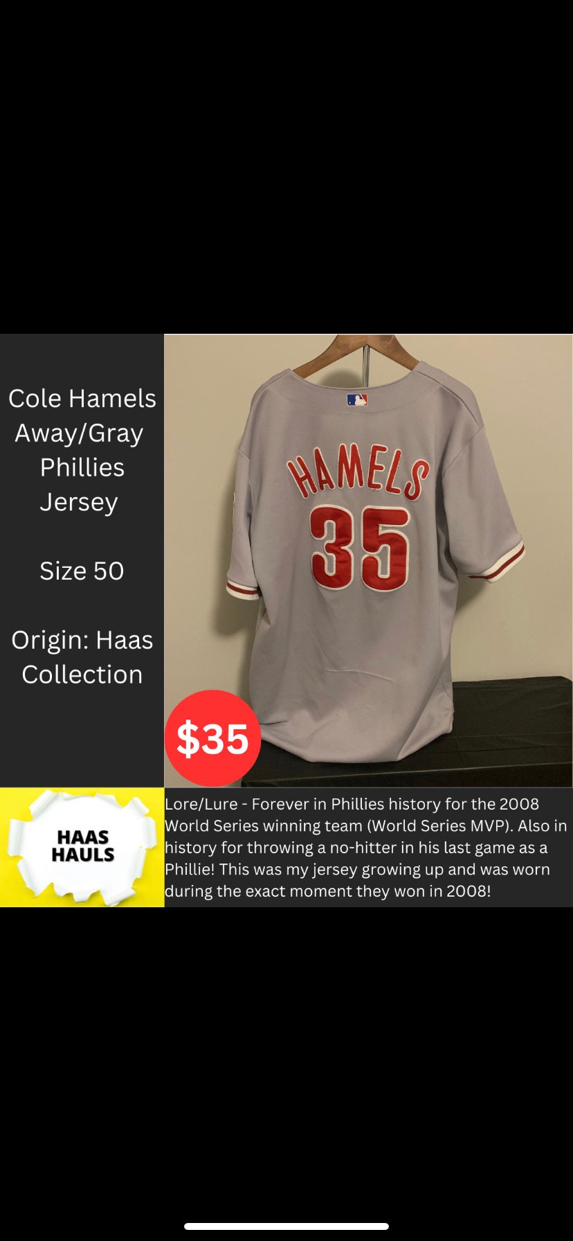 Cole Hamels Away/gray Phillies Jersey 